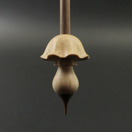 Mushroom support spindle in maple and walnut