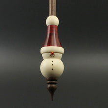 Load image into Gallery viewer, Snowman support spindle in holly, hand dyed curly maple, and walnut