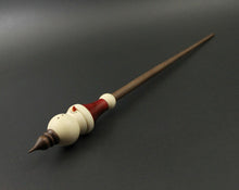 Load image into Gallery viewer, Snowman support spindle in holly, hand dyed curly maple, and walnut