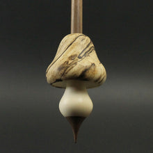 Load image into Gallery viewer, Mushroom support spindle in spalted hackberry, holly, and walnut