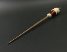 Load image into Gallery viewer, Snowman support spindle in holly, hand dyed curly maple, and walnut