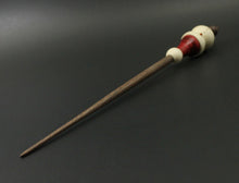 Load image into Gallery viewer, Snowman support spindle in holly, hand dyed curly maple, and walnut