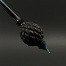 Load image into Gallery viewer, Dragon egg bead spindle in African blackwood and hand dyed curly maple