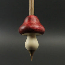 Load image into Gallery viewer, Mushroom support spindle in hand dyed figured cottonwood, holly, and walnut