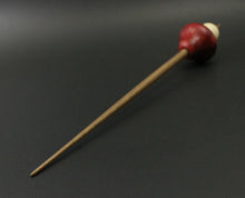 Load image into Gallery viewer, Mushroom support spindle in hand dyed figured cottonwood, holly, and walnut