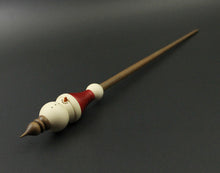 Load image into Gallery viewer, Snowman support spindle in holly, hand dyed curly maple, and walnut