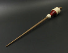 Load image into Gallery viewer, Snowman support spindle in holly, hand dyed curly maple, and walnut