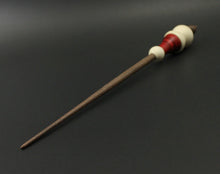 Load image into Gallery viewer, Snowman support spindle in holly, hand dyed curly maple, and walnut