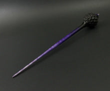 Load image into Gallery viewer, Dragon egg bead spindle in African blackwood and hand dyed curly maple
