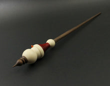 Load image into Gallery viewer, Snowman support spindle in holly, hand dyed curly maple, and walnut