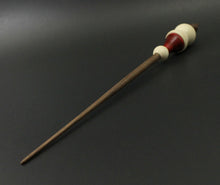 Load image into Gallery viewer, Snowman support spindle in holly, hand dyed curly maple, and walnut