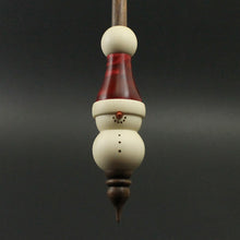 Load image into Gallery viewer, Snowman support spindle in holly, hand dyed curly maple, and walnut