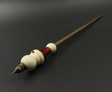 Load image into Gallery viewer, Snowman support spindle in holly, hand dyed curly maple, and walnut