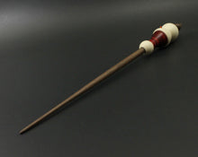 Load image into Gallery viewer, Snowman support spindle in holly, hand dyed curly maple, and walnut