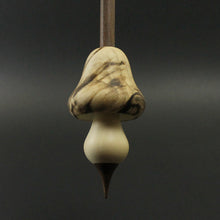 Load image into Gallery viewer, Mushroom support spindle in spalted hackberry, holly, and walnut