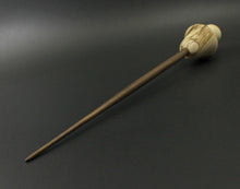 Load image into Gallery viewer, Mushroom support spindle in spalted hackberry, holly, and walnut