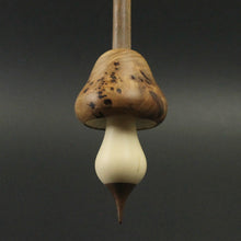 Load image into Gallery viewer, Mushroom support spindle in elm burl, holly, and walnut (<font color="red"<b>RESERVED</b></font> for Sue)