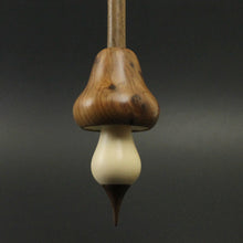 Load image into Gallery viewer, Mushroom support spindle in thuya burl, holly, and walnut