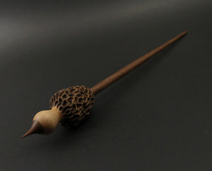 Morel mushroom support spindle in maple and walnut
