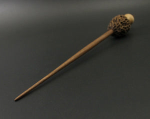 Morel mushroom support spindle in maple and walnut