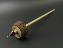 Load image into Gallery viewer, Toadstool stump drop spindle in walnut and curly maple