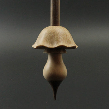 Mushroom support spindle in maple and walnut