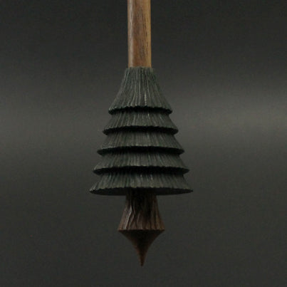 Pine tree spindle in hand dyed walnut and walnut