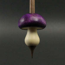 Load image into Gallery viewer, Mushroom support spindle in hand dyed mappa burl, holly, and walnut (&lt;font color=&quot;red&quot;&lt;b&gt;RESERVED&lt;/b&gt;&lt;/font&gt; for Theelbatron)