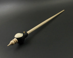 Penguin bead spindle in frogwood, holly, and curly maple