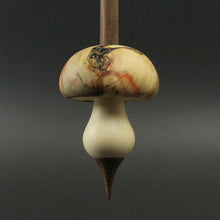 Load image into Gallery viewer, Mushroom support spindle in flame box elder burl, holly, and walnut
