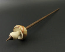 Load image into Gallery viewer, Mushroom support spindle in flame box elder burl, holly, and walnut