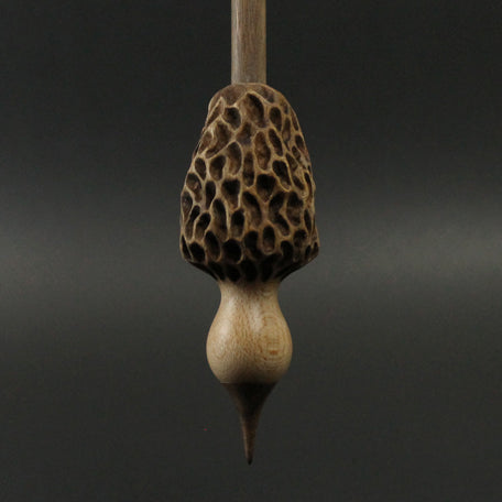 Morel mushroom support spindle in maple and walnut