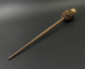 Morel mushroom support spindle in maple and walnut