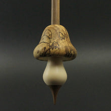Load image into Gallery viewer, Mushroom support spindle in spalted hackberry, holly, and walnut