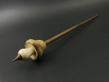 Load image into Gallery viewer, Mushroom support spindle in spalted hackberry, holly, and walnut