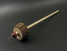 Load image into Gallery viewer, Toadstool stump drop spindle in walnut and curly maple