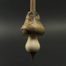 Load image into Gallery viewer, Mushroom support spindle in spalted hackberry, holly, and walnut