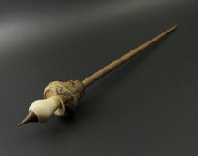 Load image into Gallery viewer, Mushroom support spindle in spalted hackberry, holly, and walnut