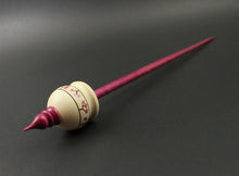 Load image into Gallery viewer, Cauldron spindle in holly and hand dyed curly maple