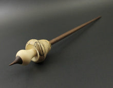 Load image into Gallery viewer, Mushroom support spindle in spalted hackberry, holly, and walnut