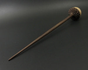 Acorn support spindle in curly maple and walnut