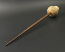Load image into Gallery viewer, Mushroom support spindle in flame box elder burl, holly, and walnut