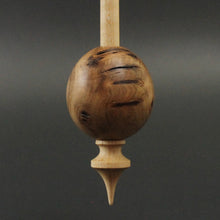 Load image into Gallery viewer, Egg bead spindle in elm burl and curly maple