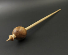 Load image into Gallery viewer, Egg bead spindle in elm burl and curly maple