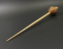 Load image into Gallery viewer, Egg bead spindle in elm burl and curly maple