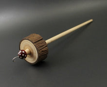 Load image into Gallery viewer, Toadstool stump drop spindle in walnut and curly maple