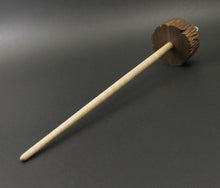 Load image into Gallery viewer, Toadstool stump drop spindle in walnut and curly maple