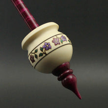 Load image into Gallery viewer, Cauldron spindle in holly and hand dyed curly maple