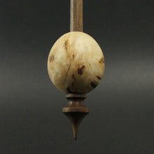 Load image into Gallery viewer, Egg bead spindle in mappa burl and walnut
