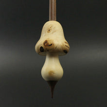Load image into Gallery viewer, Mushroom support spindle in mappa burl, holly, and walnut